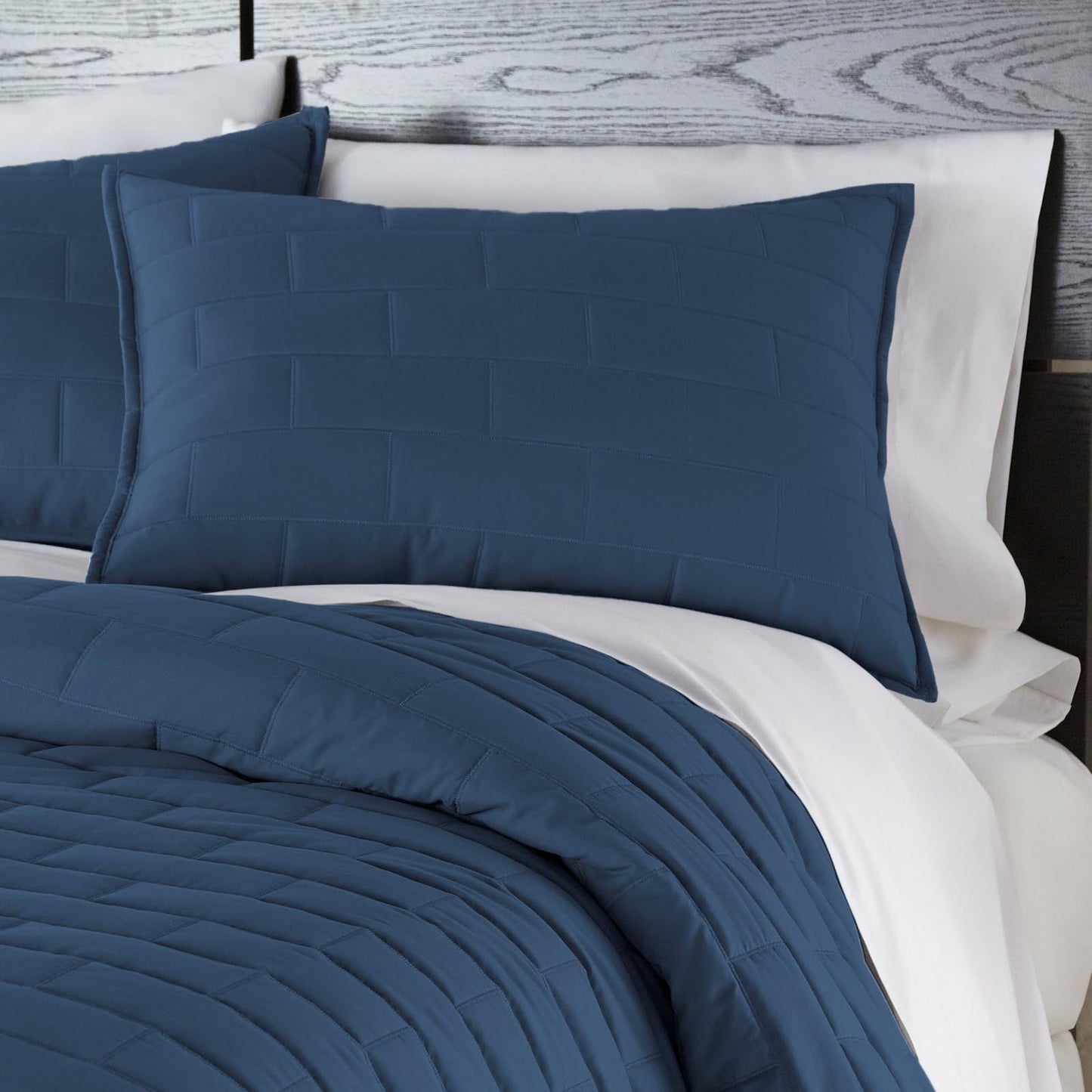 Subway Tile Luxe Quilt Set, Blue