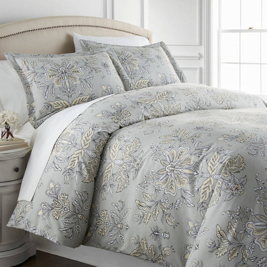 English Garden Comforter Set, Grey